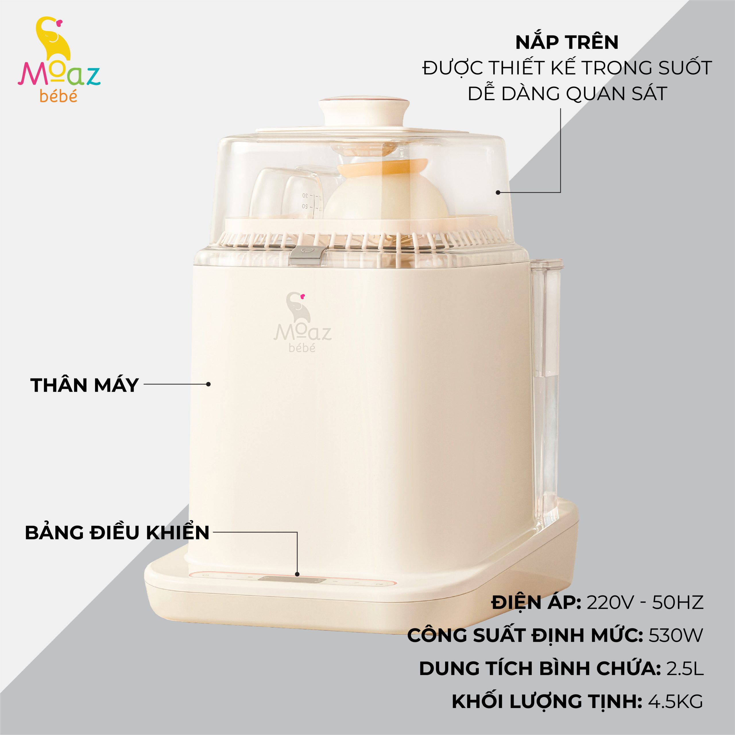 Máy rửa bình sữa Moaz BéBé MB 064