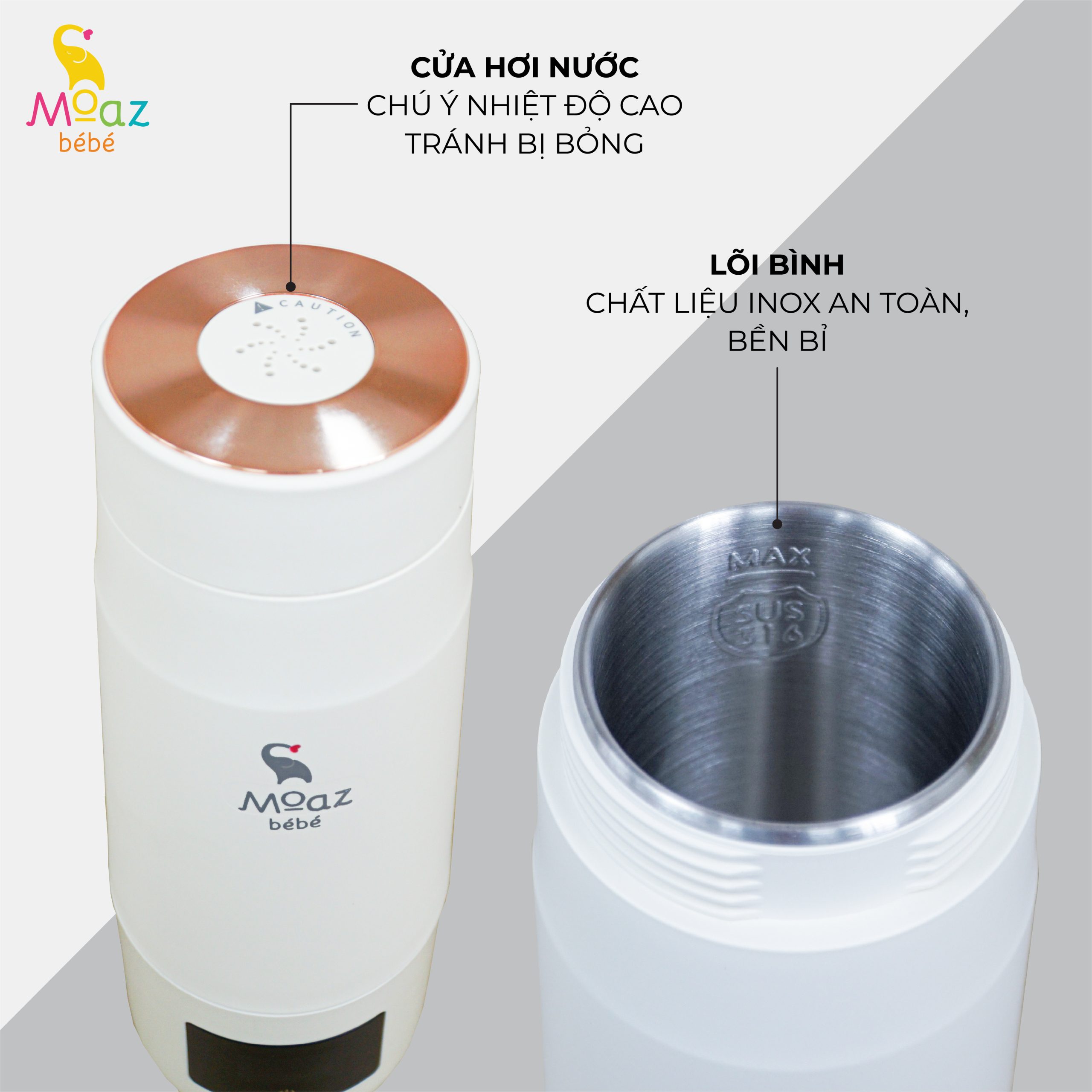 Bình đun nước pha sữa di động moaz bé bé MB-058
